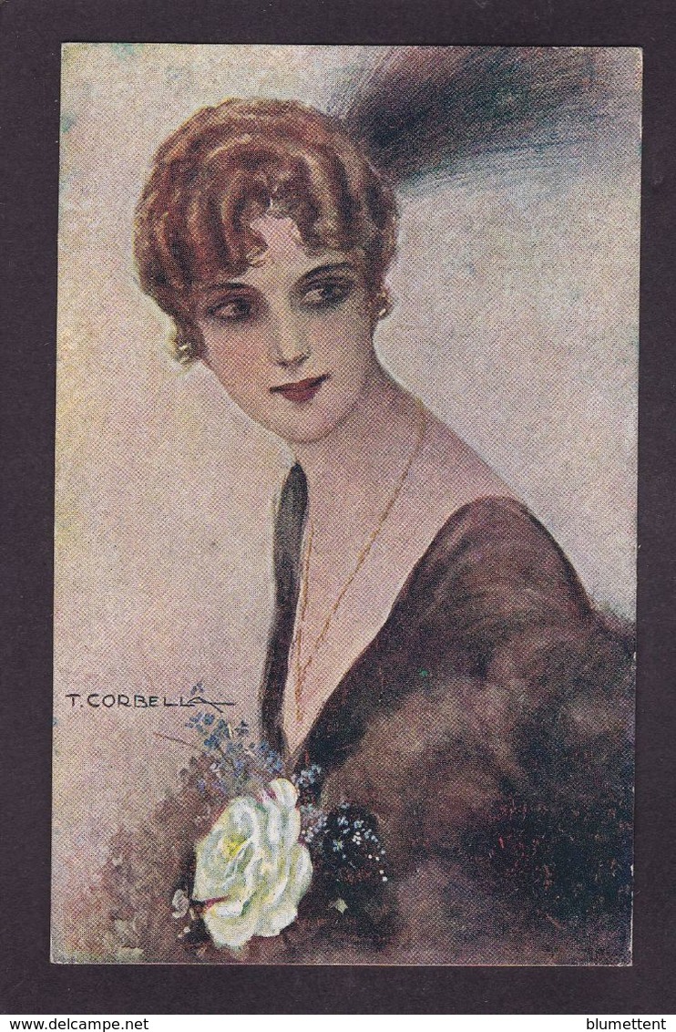 CPA Corbella Femme Women Art Déco écrite - Corbella, T.