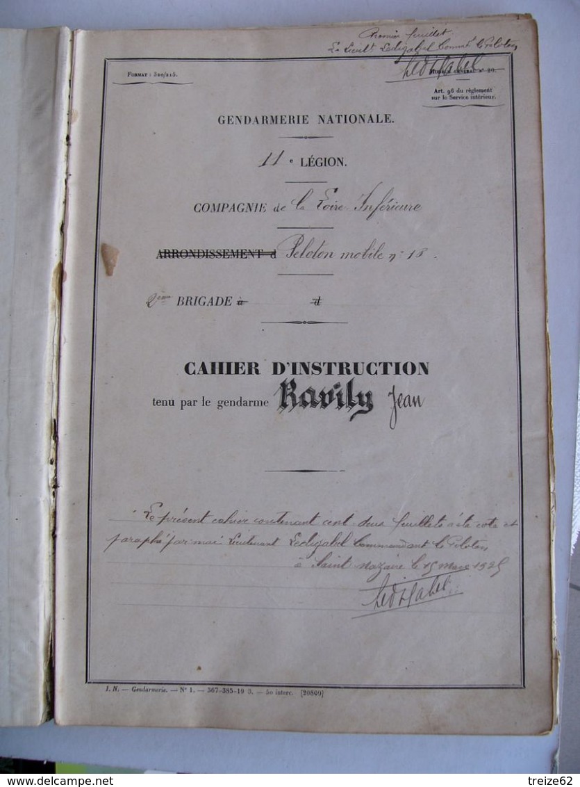 GENDARMERIE NATIONALE Cahier D' Instruction 1925 Saint-Nazaire Proces-verbaux Meurtre Infanticide Vol Pornichet évasion - Historische Dokumente