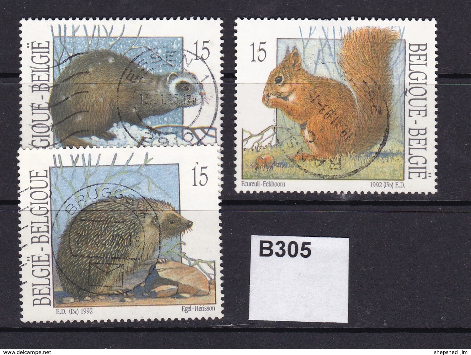 Belgium 1992 Mammals 3 Values - Used Stamps