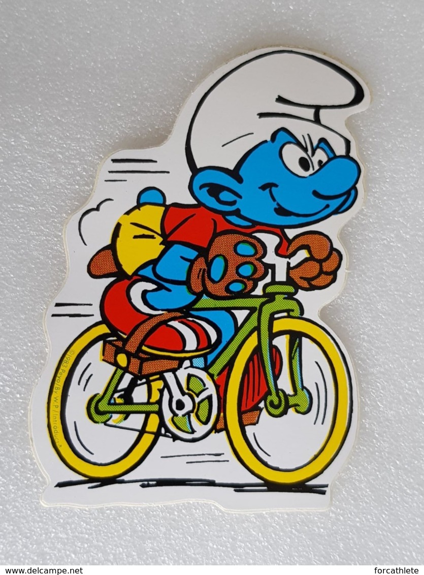 Schtroumpf Cycliste - Cyclist Smurf - Autocollant - Sticker - Verzamelingen