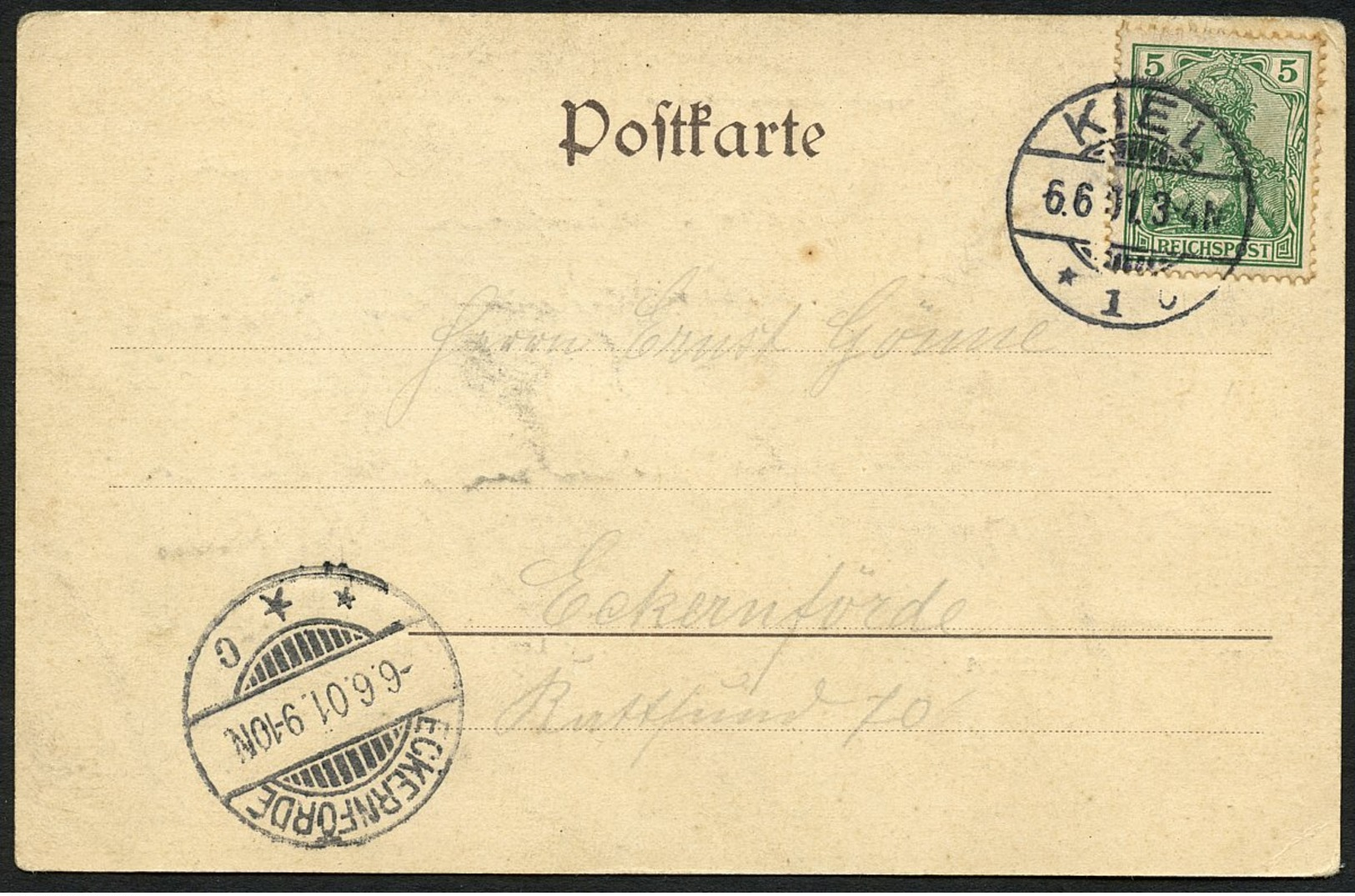 DT.REICH 1901, Nr. 55, KUPFERDRUCK-PK, ABB. BURG AUF FEHMARN, STPL-KGS KIEL - Gebraucht