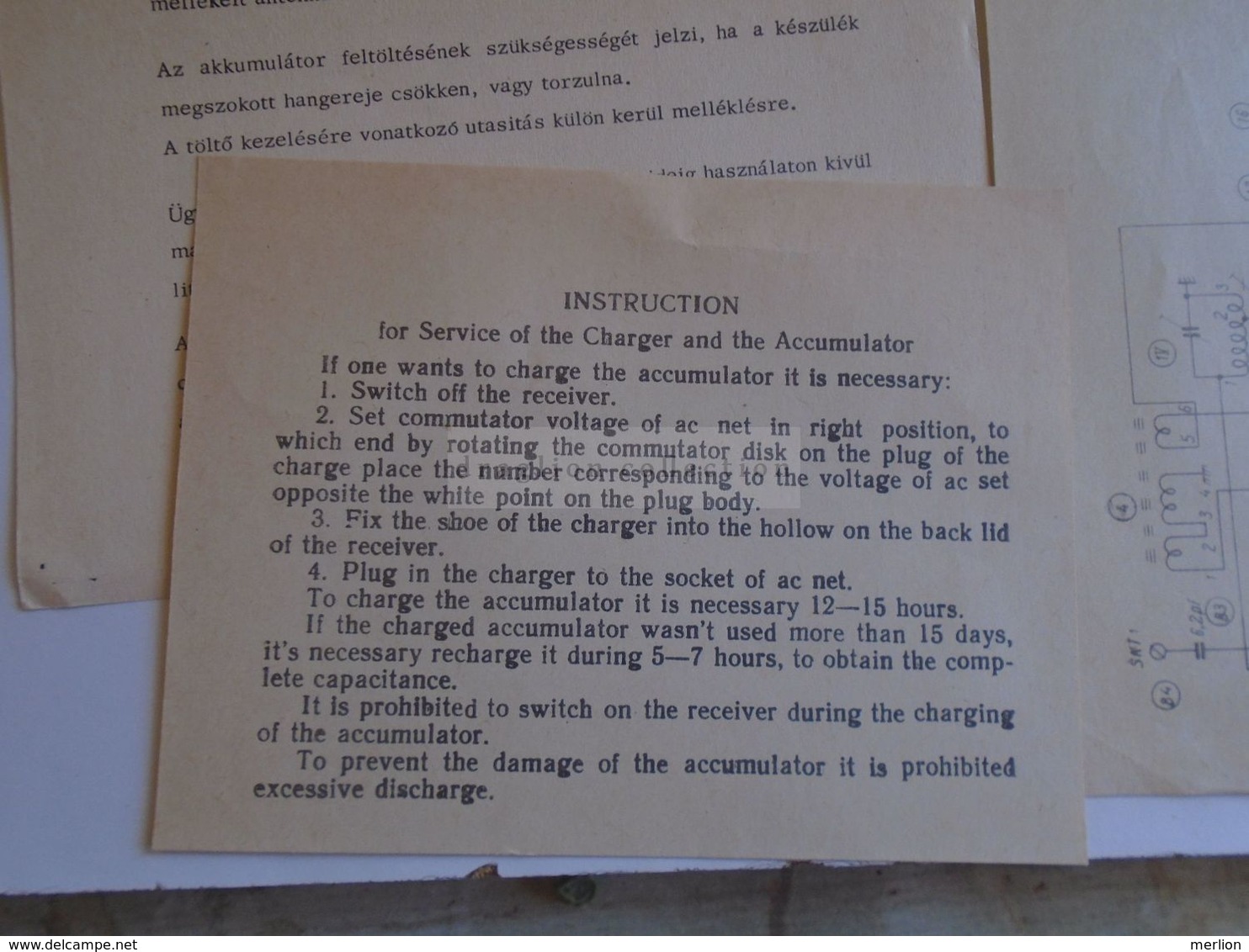 ZA284.11   Hungary  SOKOL  Radio  Documents - Warraty Card, Receipt, Service  Documents  Etc  1968 - Otros & Sin Clasificación