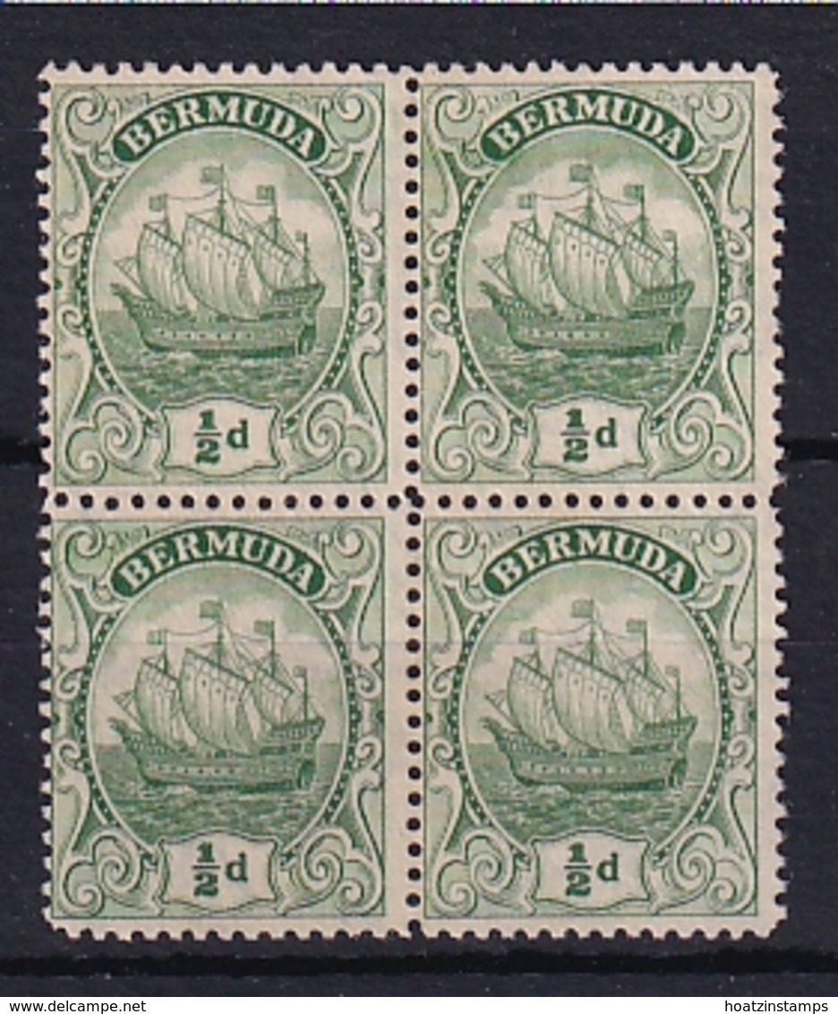 Bermuda: 1922/34   Ship    SG77a    ½d       MH Block Of 4 - Bermuda