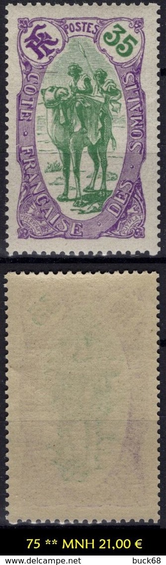 COTE DES SOMALIS Poste  75 ** MNH Méhariste Guerrier 1909 (CV 21,00 €) - Unused Stamps