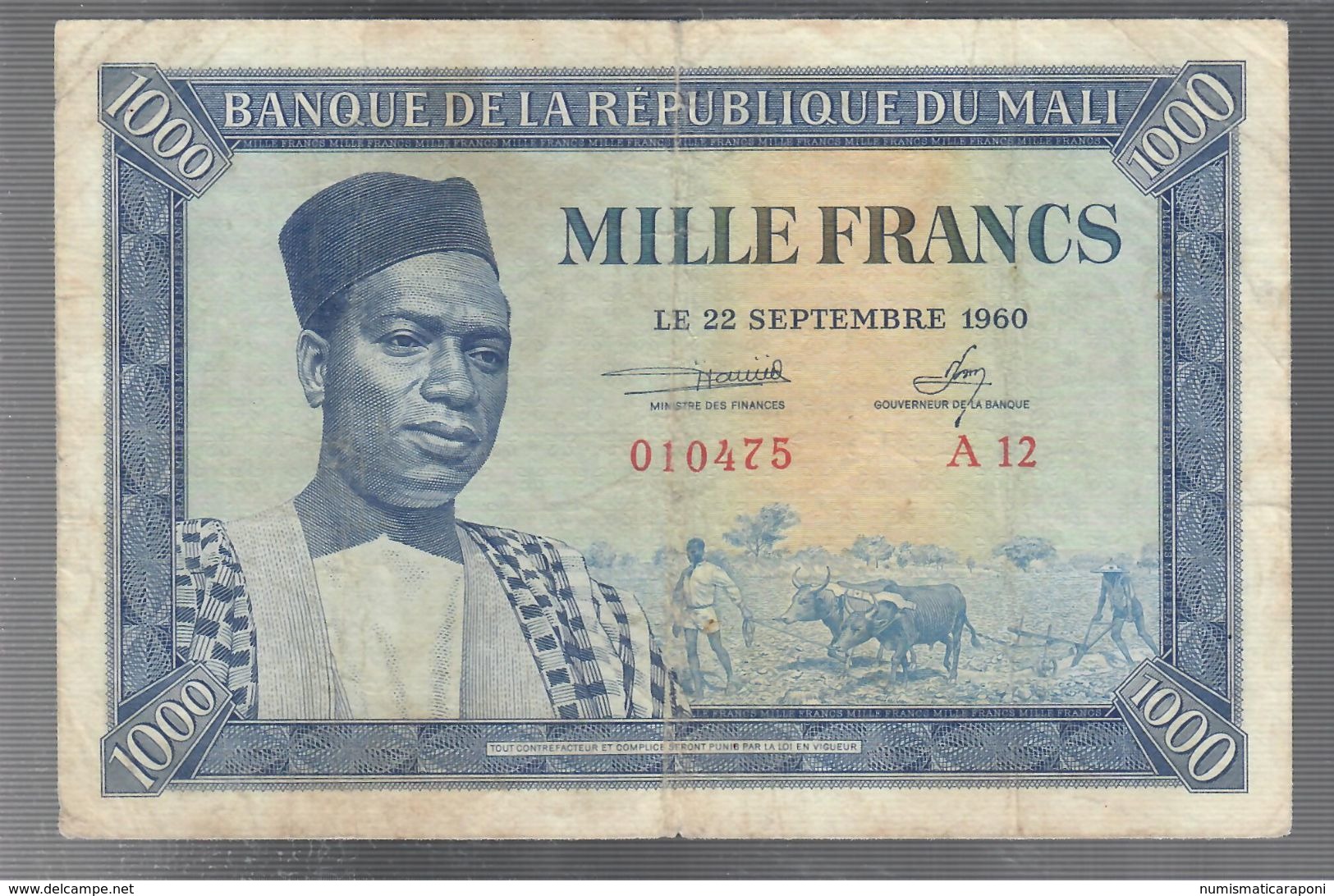 Mali 1000 Francs 22 Septembre 1960  Pick#4 Lotto.1723 - Malí