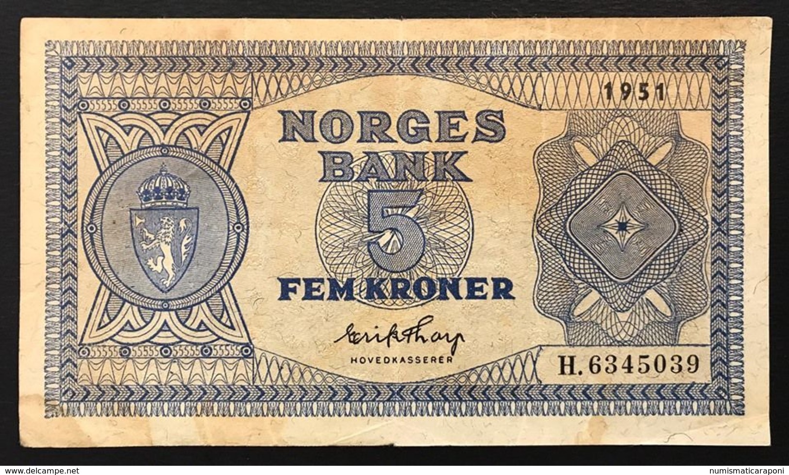 Norvegia Norges Bank 5 Kroner 1951 P#25d P25d LOTTO 1772 - Norvège