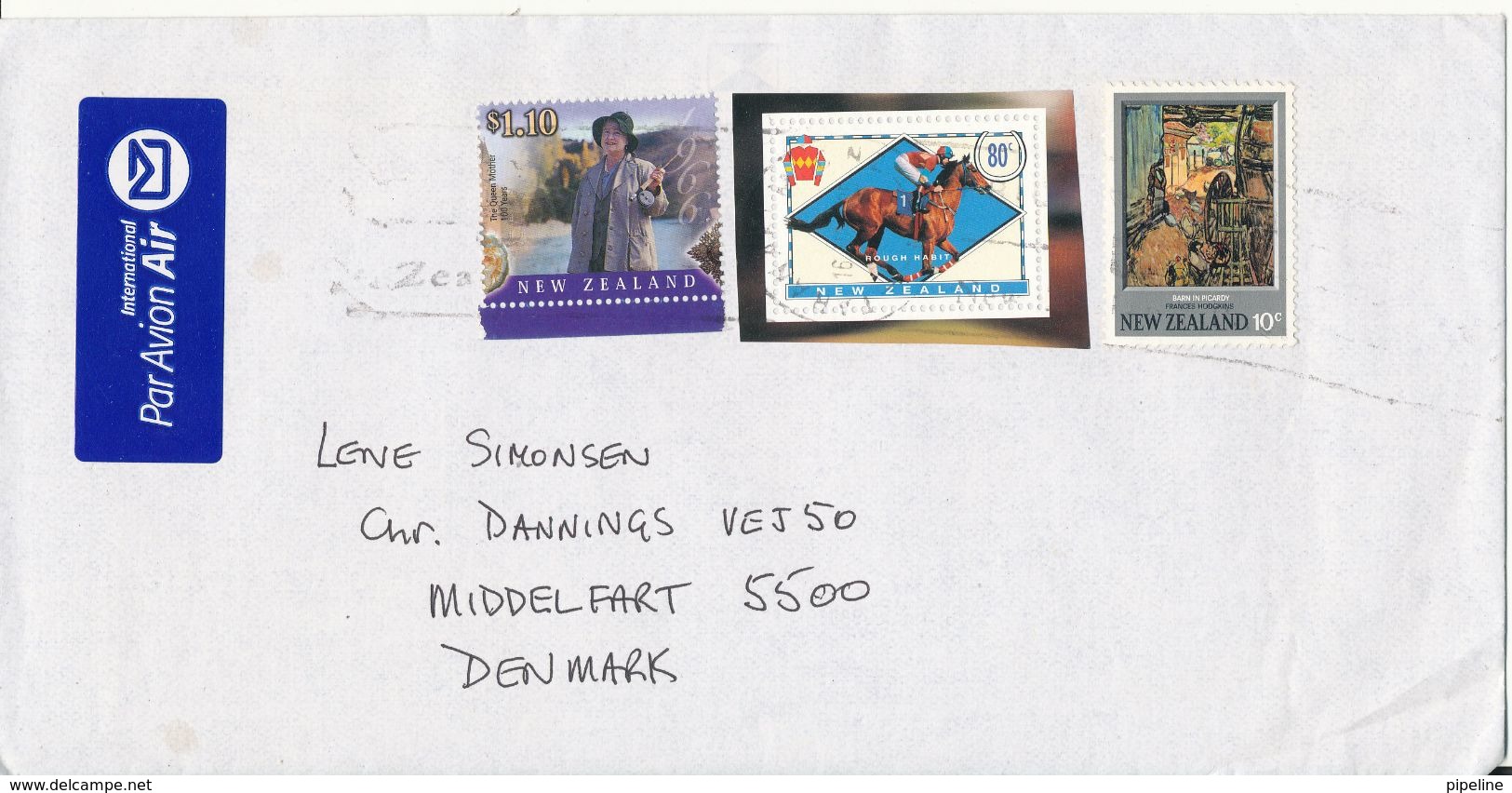 New Zealand Multi Franked Cover Sent To Denmark - Covers & Documents