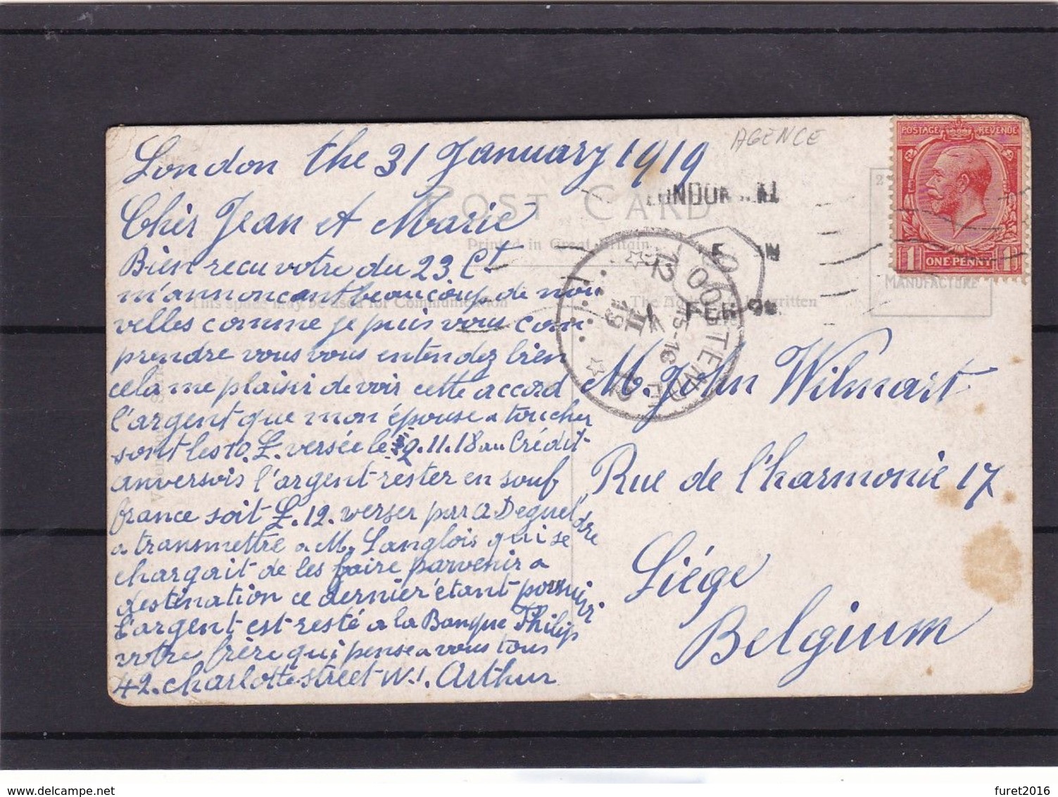 Oblitération De Fortune A Etoile  Bureau D Arrivee : 4 Cartes - Fortuna (1919)