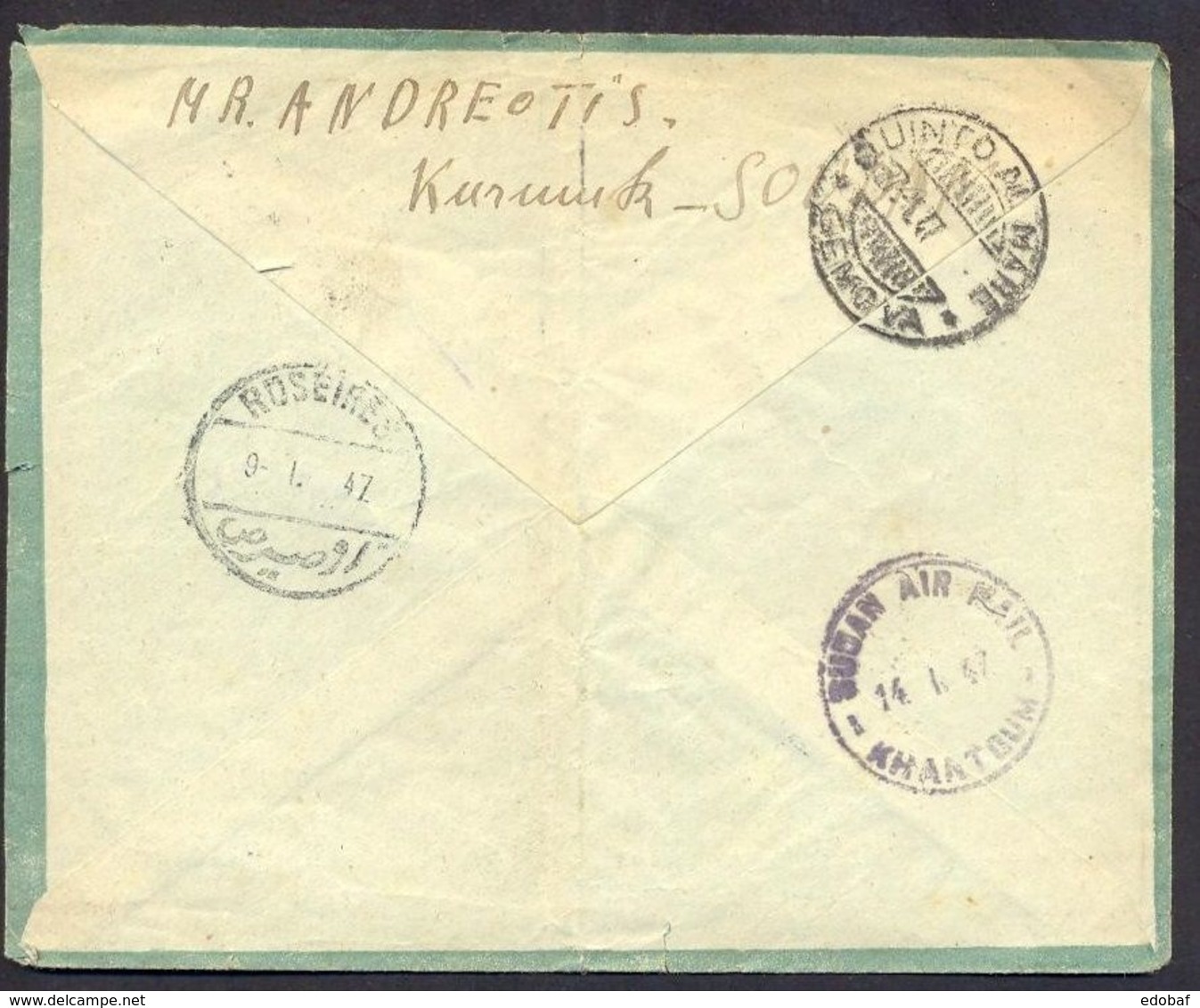 Sudan, 5 Piastres Camel Singleton Franking On 1947 Cover To Italy   -K36 - Sudan (...-1951)