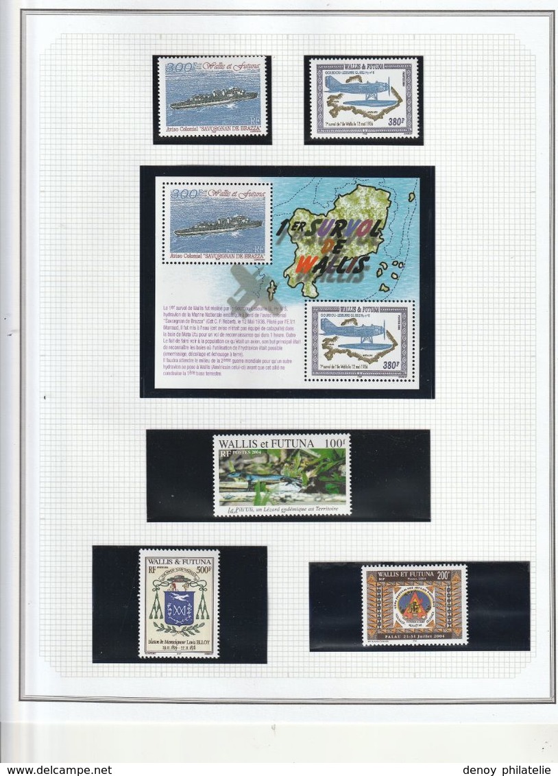 Coilection Wallis et Futuna 1999 a 2005 sur feuille album ceres faciale 29622 soit 248 euro net 200