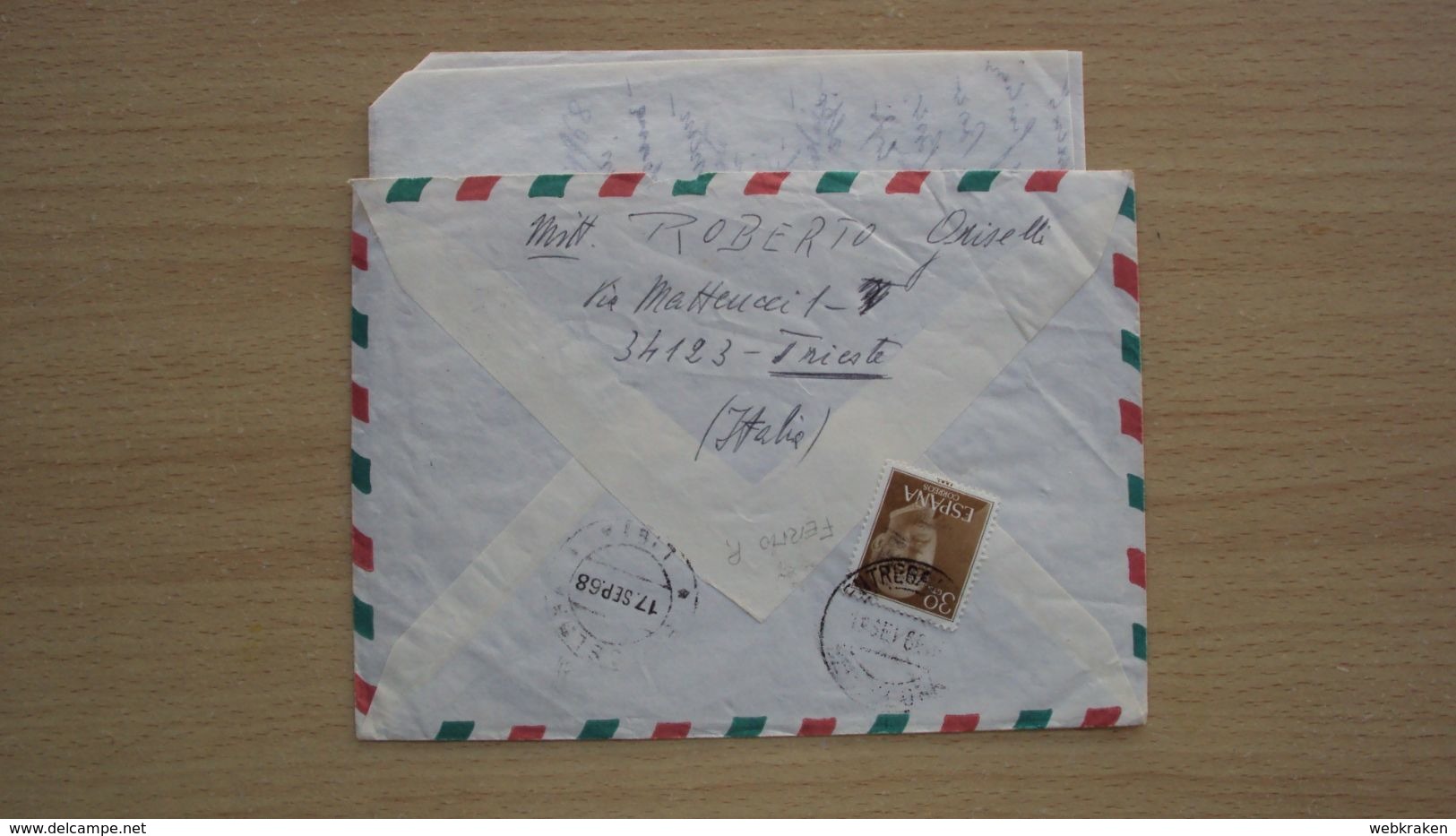 STORIA POSTALE ITALIA LETTERA DA TRIESTE PER BARCELLONA SPAGNA TASSATA IN ARRIVO - 1961-70: Marcophilie