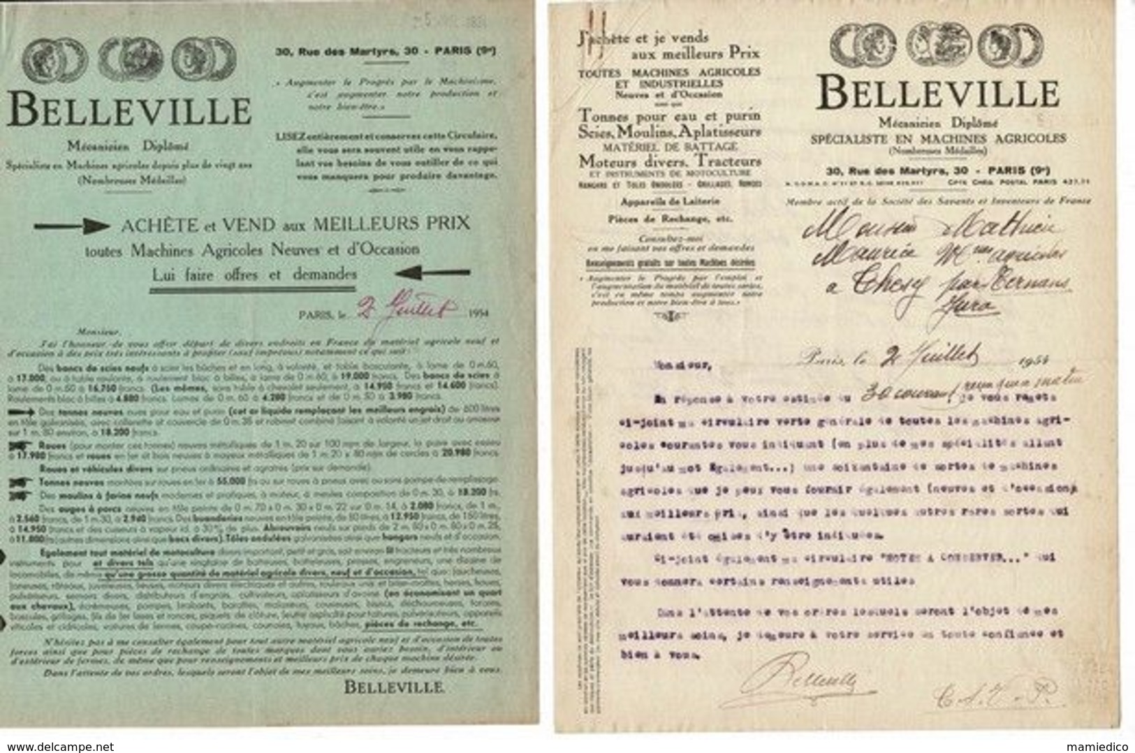 AGRICULTURE 52 scans de documents très divers ( Factures, Pubs, CP, Autocollants, Enveloppes....) A voir.