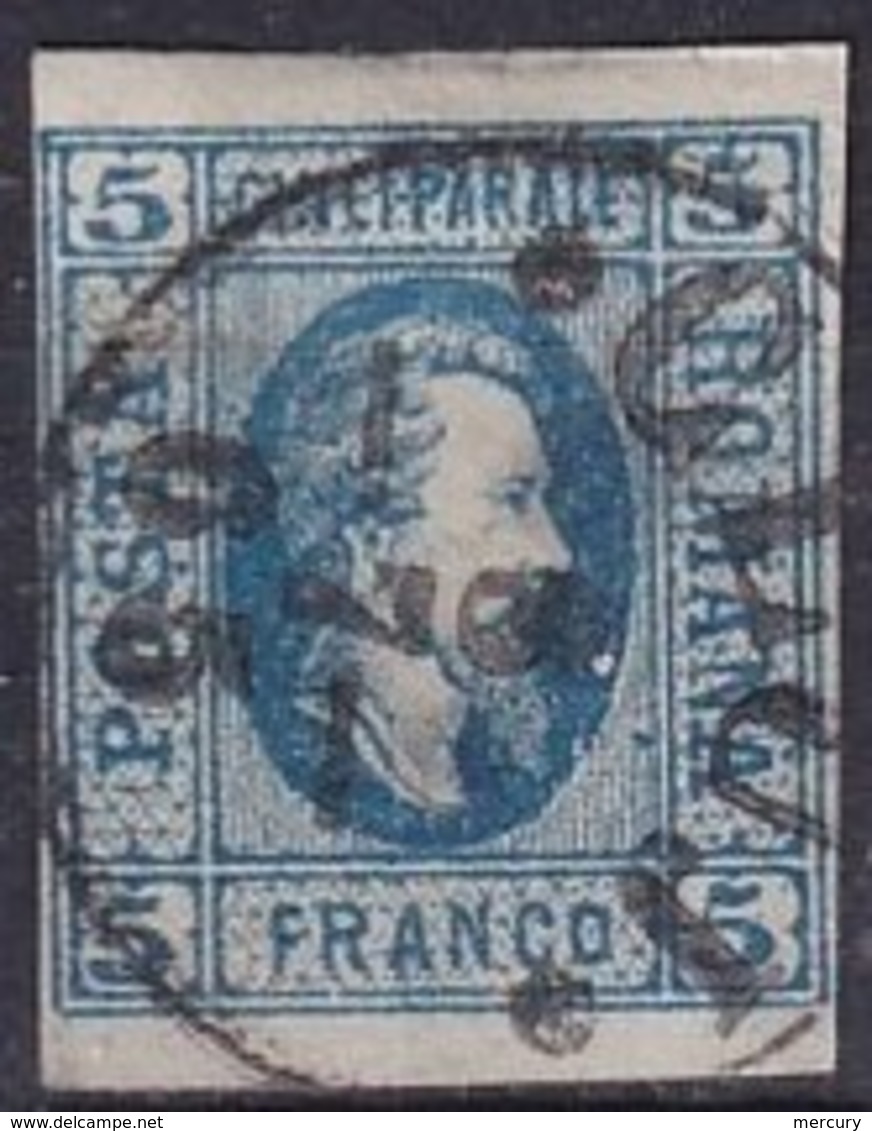 ROUMANIE - 5 P. Bleu De 1865 Oblitéré - 1858-1880 Moldavië & Prinsdom