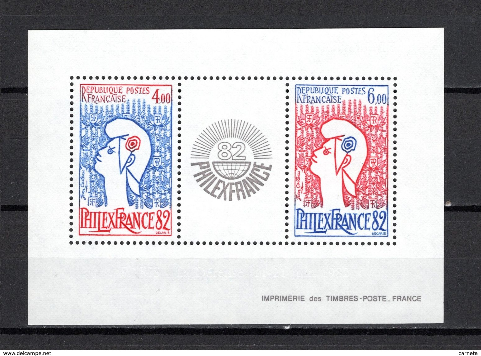 FRANCE  BLOC N° 8   NEUF SANS CHARNIERE  COTE 12.00€  EXPOSITION PHILATELIQUE  COCTEAU - 1967-1970 Maríanne De Cheffer