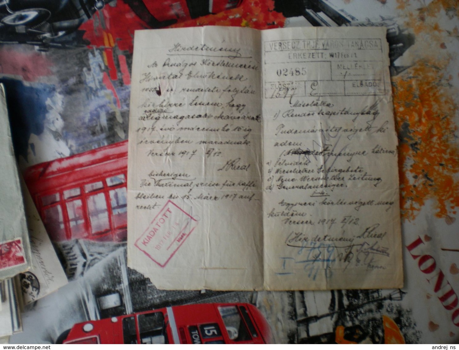 Telegramm Tavirat Versecz 1917 Versec Polgarmestere - Télégraphes