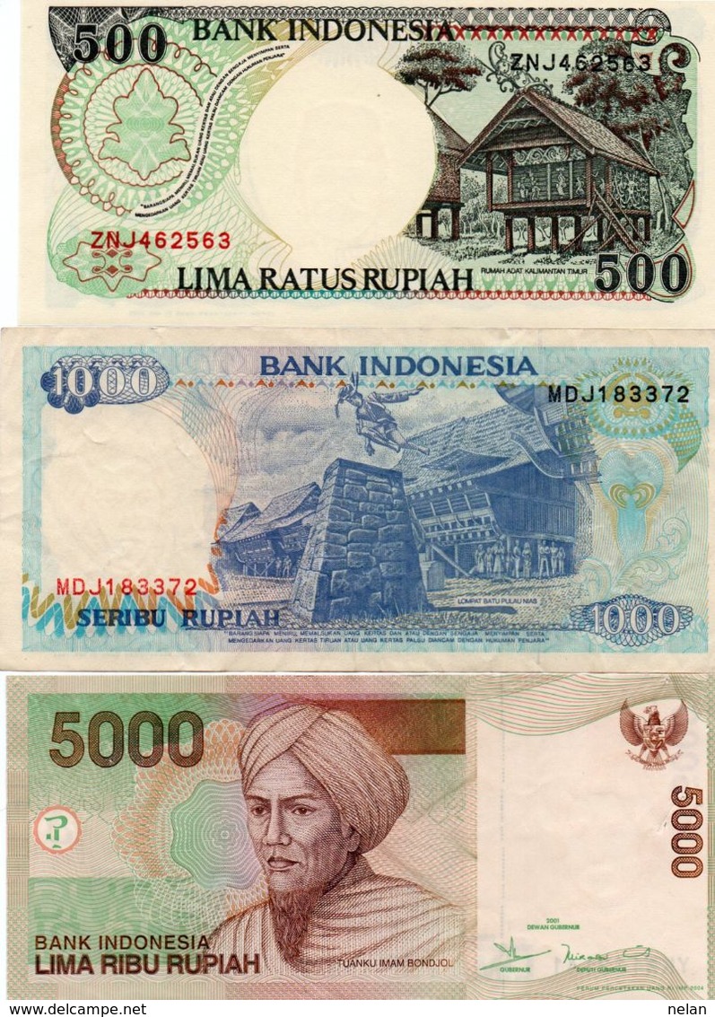 INDONESIA 500/1000/50000 RUPIAH XF+UNC - Vrac - Billets