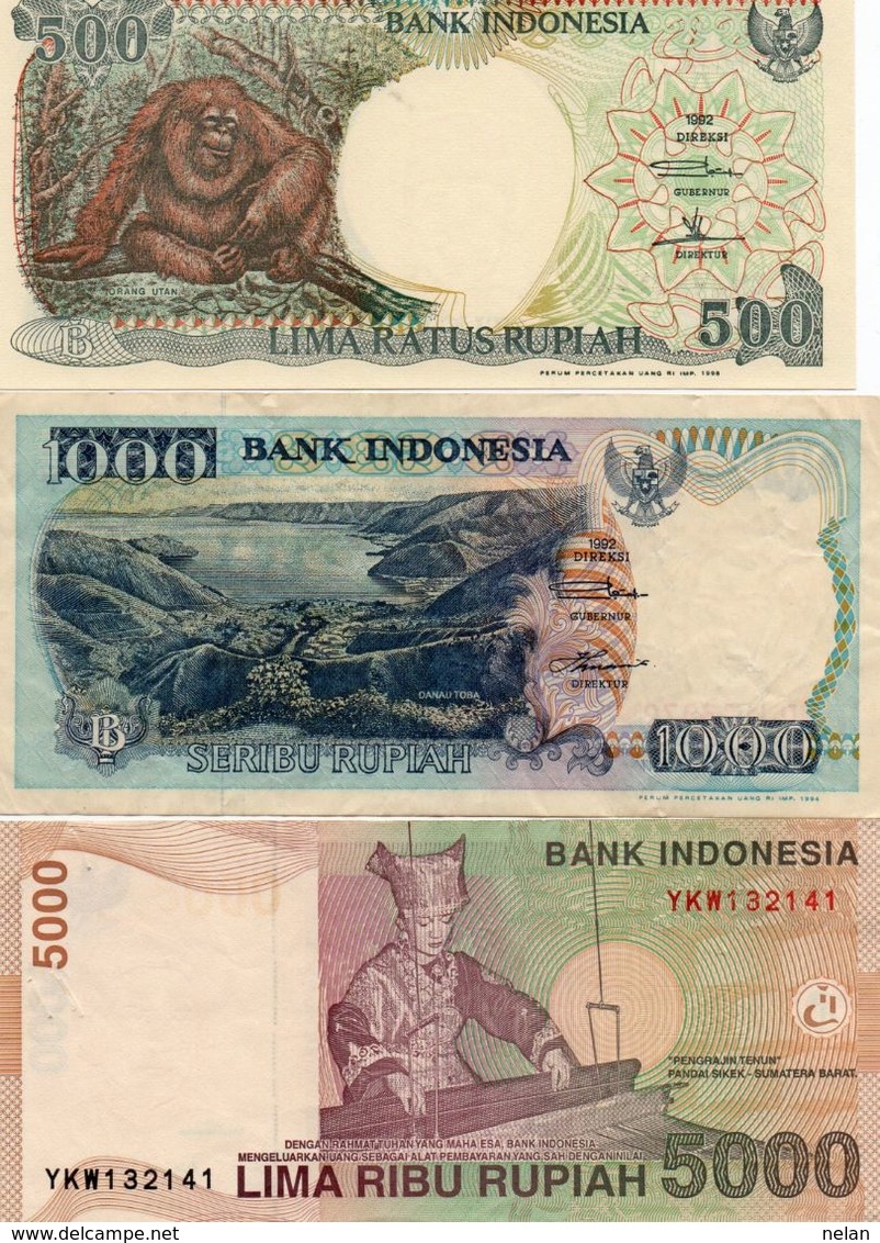 INDONESIA 500/1000/50000 RUPIAH XF+UNC - Kiloware - Banknoten