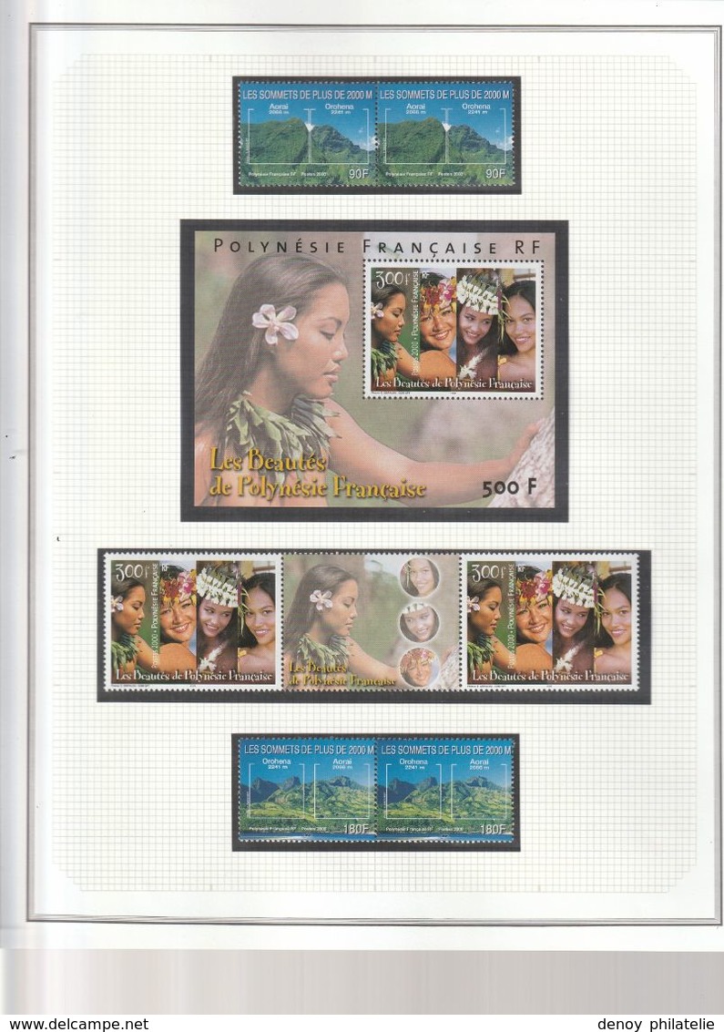 Lot Polynésie de 1999 a 2005 sur feuilles ceres, sans charniéres** souvent en paire faciale 44535 soit 373 euro net 300
