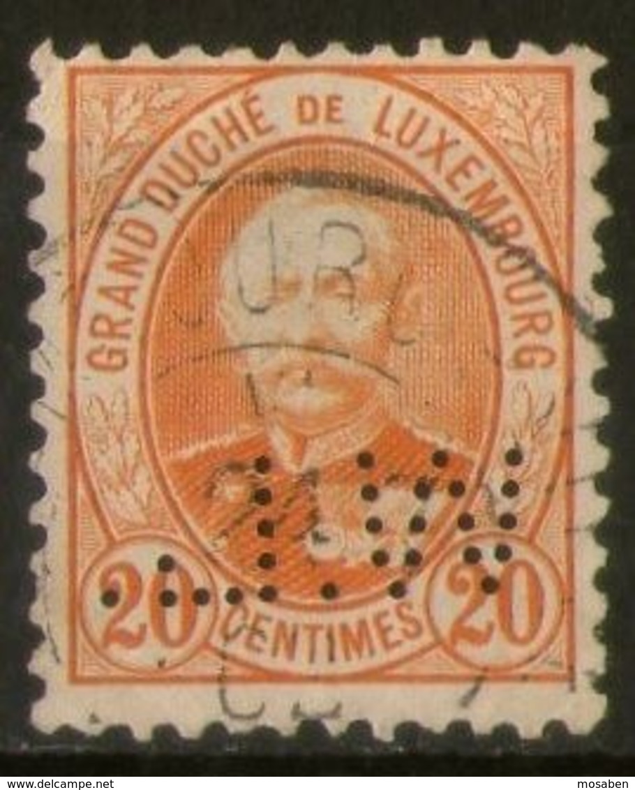 LUXEMBURGO	-	Yv. 61	-	Perfin " W. L. "			N-22568 - 1891 Adolphe De Face