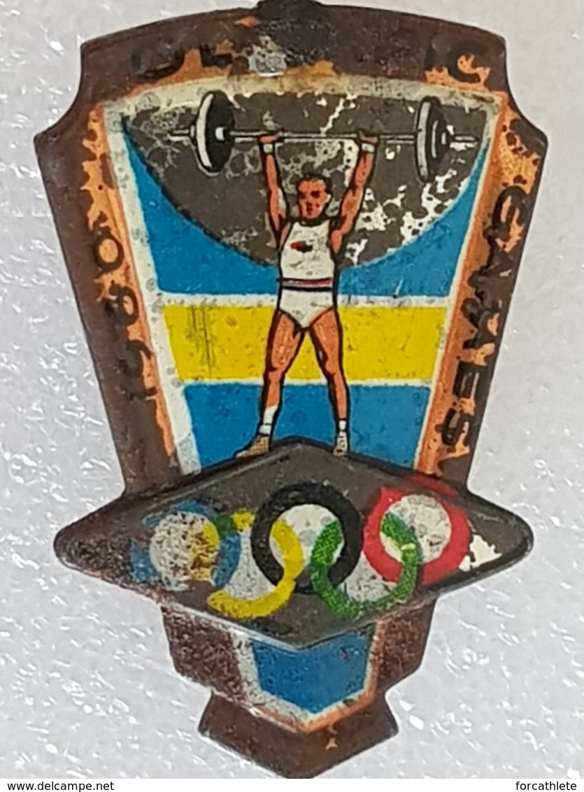 Broche Jeux Olympiques Melbourne 1956 - Brooch Olympic Games Melbourne - Haltérophilie - Weightlifting - Gewichtheben - Gewichtheben