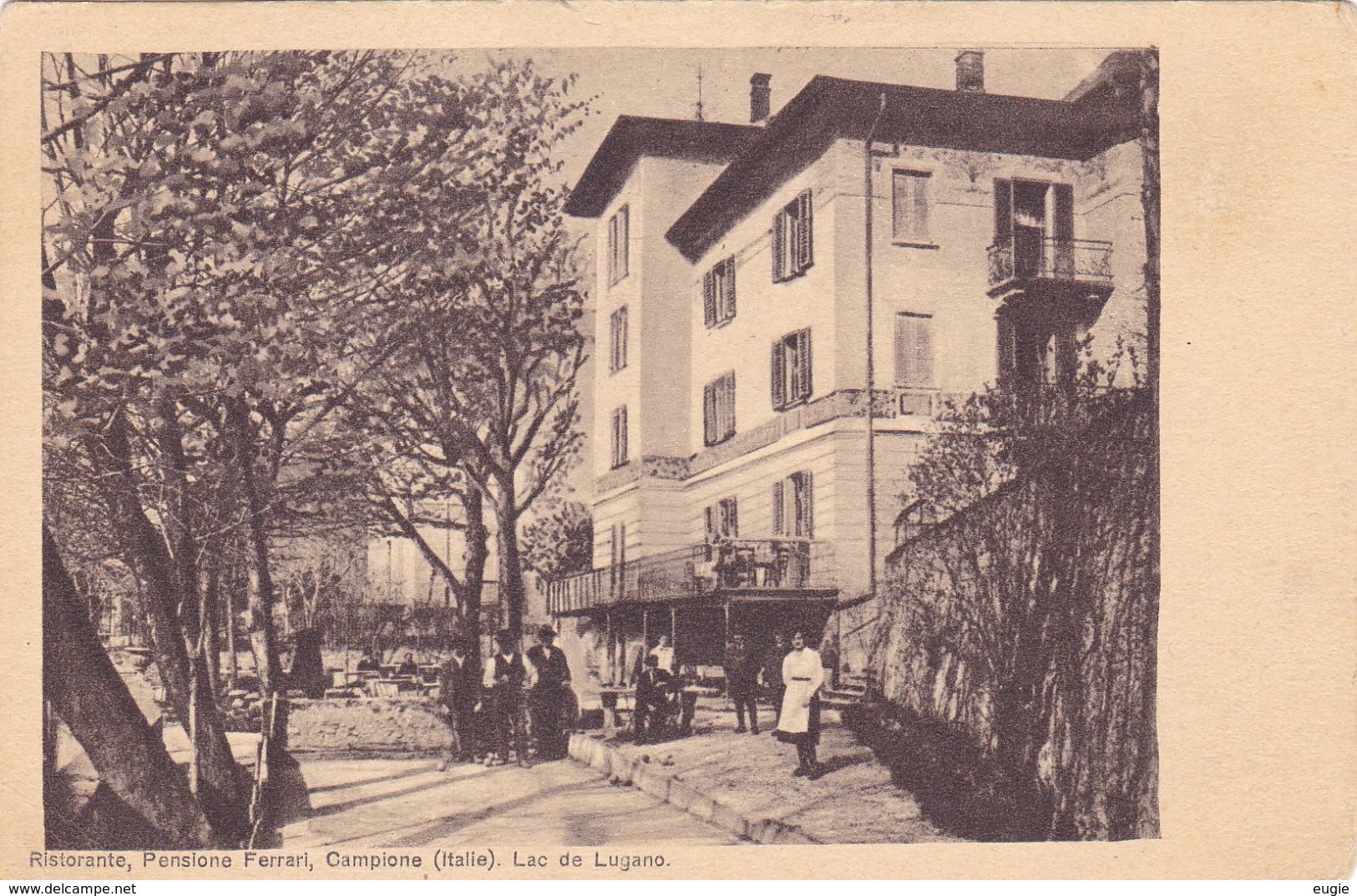 1608/ Campione, Lac De Lugano, Ristaurante, Pensione Ferrari, 1919 - Lugano