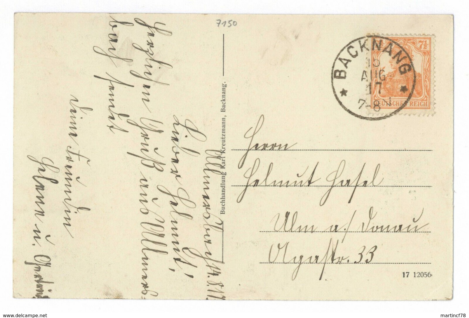 Backnang 1917 Postkarte Ansichtskarte Rems-Murr-Kreis - Backnang