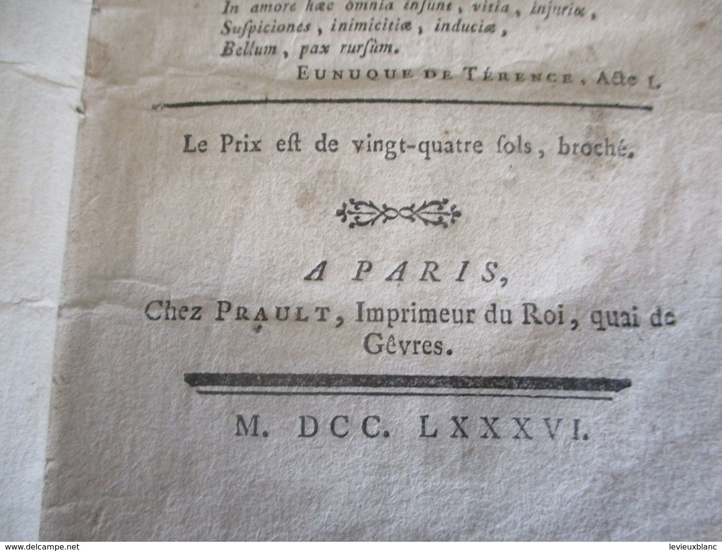 Fascicule Théâtre Ancien/Comédie En 1 Acte Et En Vers/"Les Fausses Infidélités"/BARTHE/ 1786  FAT33 - 1701-1800