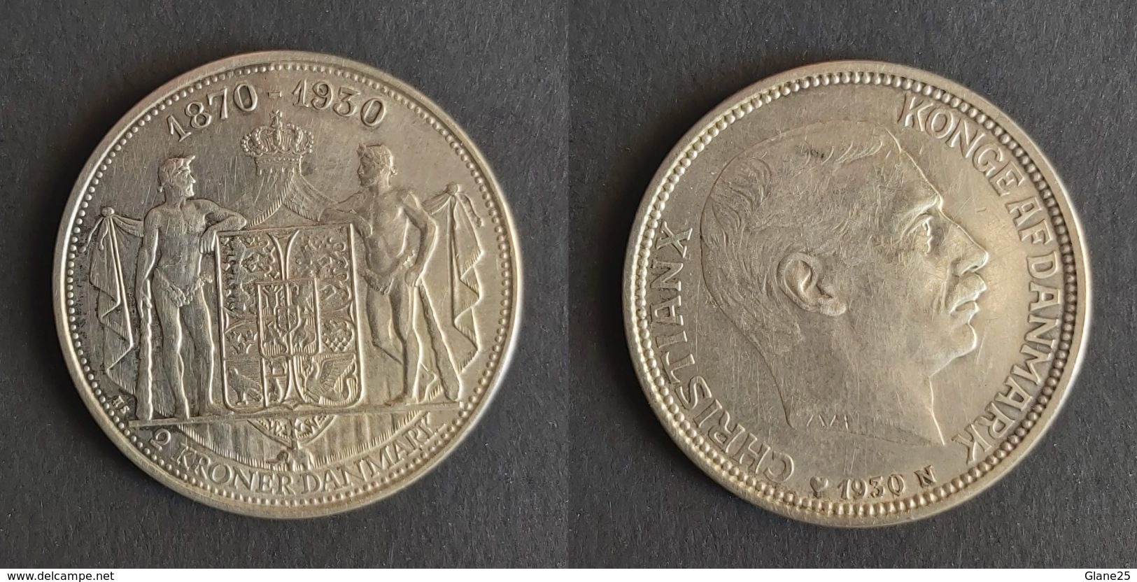 Denemarken 2 Kroner, 1930 60th Anniversary - Birth Of King Christian X KM# 829 - Denemarken