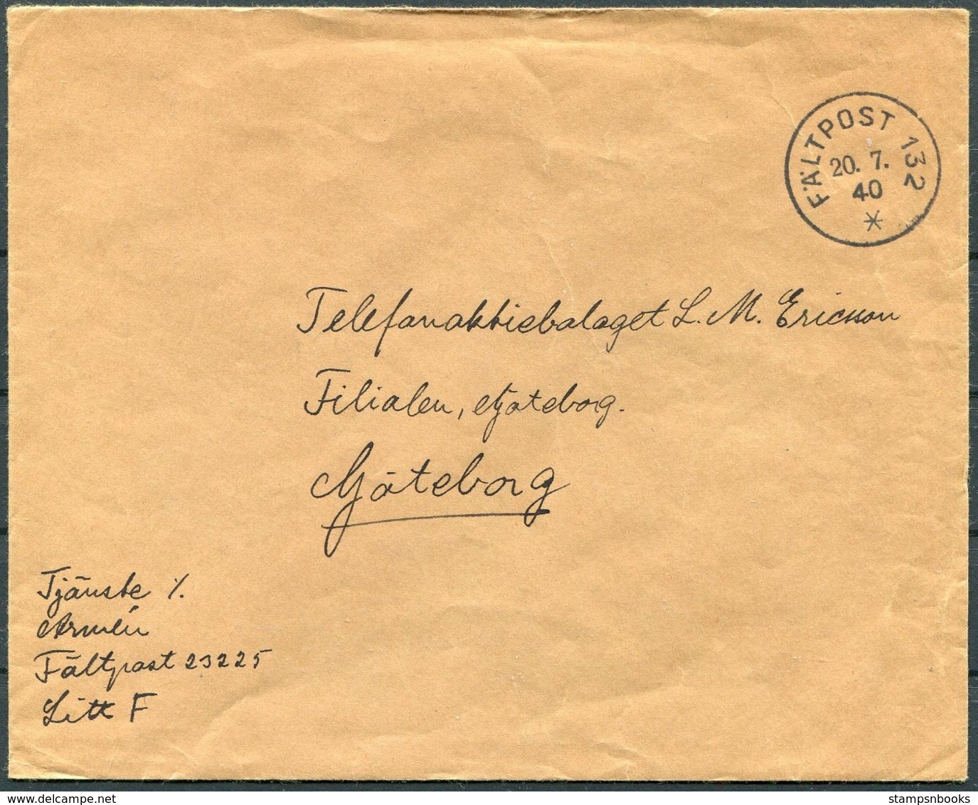 1940 Sweden Faltpost 132 / Fieldpost Cover - Militärmarken