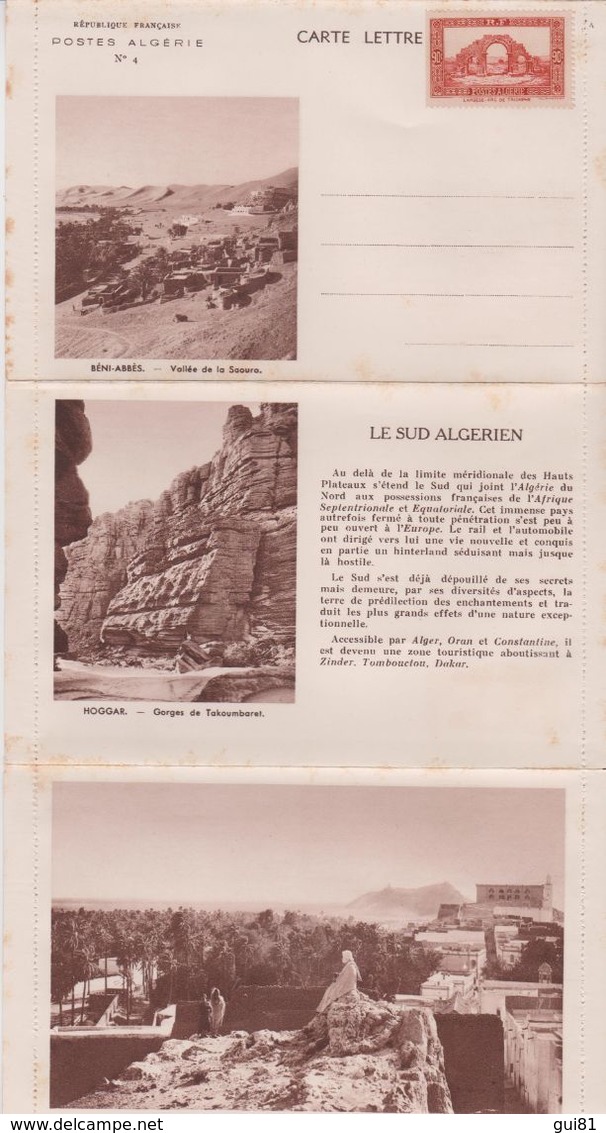 ALGERIE - Carte Lettre Affranchie N° 4 - Béni Abbès - Hoggar - Laghouat ( RARE ) - Other & Unclassified