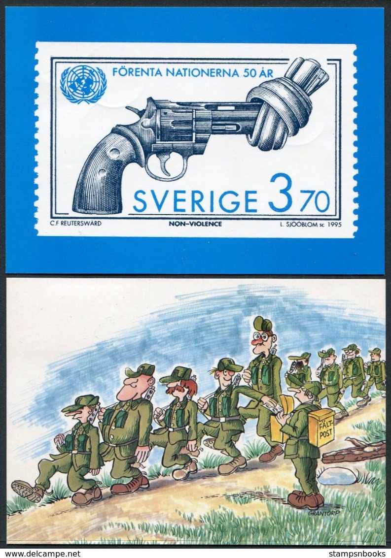 1995 Sweden X 2 Faltpost 1539 Fieldpost Postcards / Stationery - Militärmarken