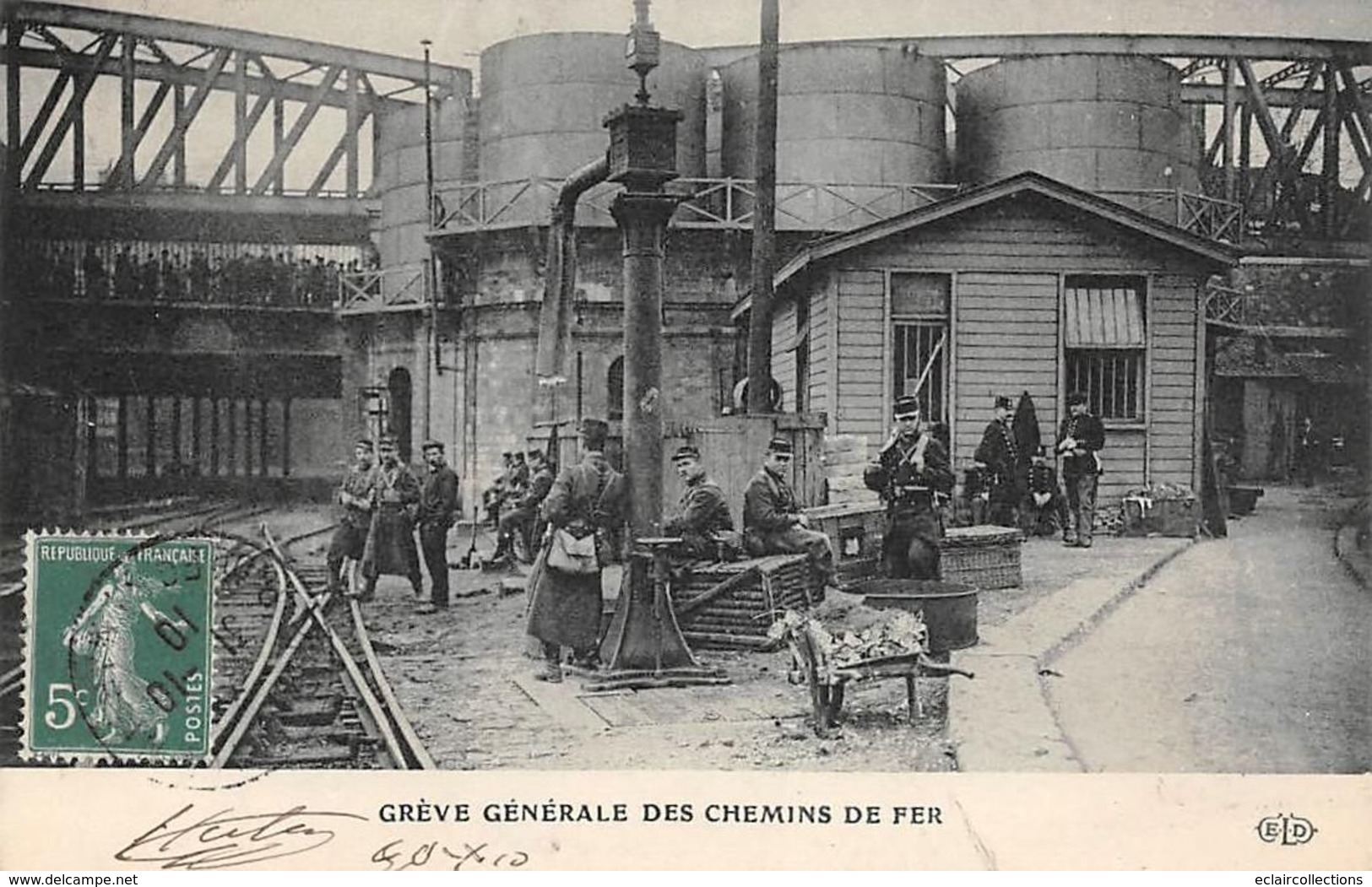 Thème Grève.  Paris. Grève Générale Des Chemins De Fer   .Militaires En Faction   ( Voir Scan) - Streiks