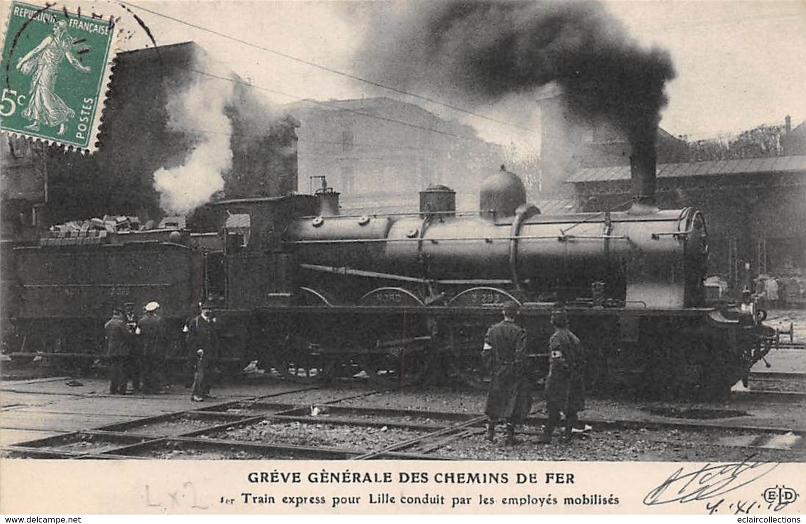 Thème Grève.  Paris. Grève Générale Des Chemins De Fer   .Train Express Pour Lille    ( Voir Scan) - Grèves