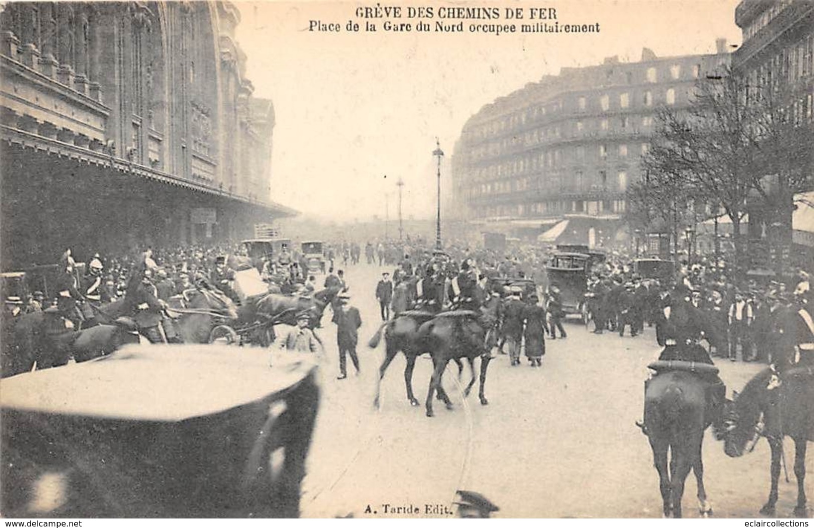 Thème Grève.Paris. Grève Générale Des Chemins De Fer.  Place De La Gare Du Nord    ( Voir Scan) - Staking