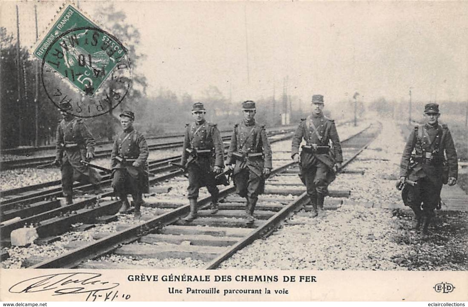 Thème Grève.Paris. Grève Générale Des Chemins De Fer.  Patrouille Parcourant La Voie     ( Voir Scan) - Streiks