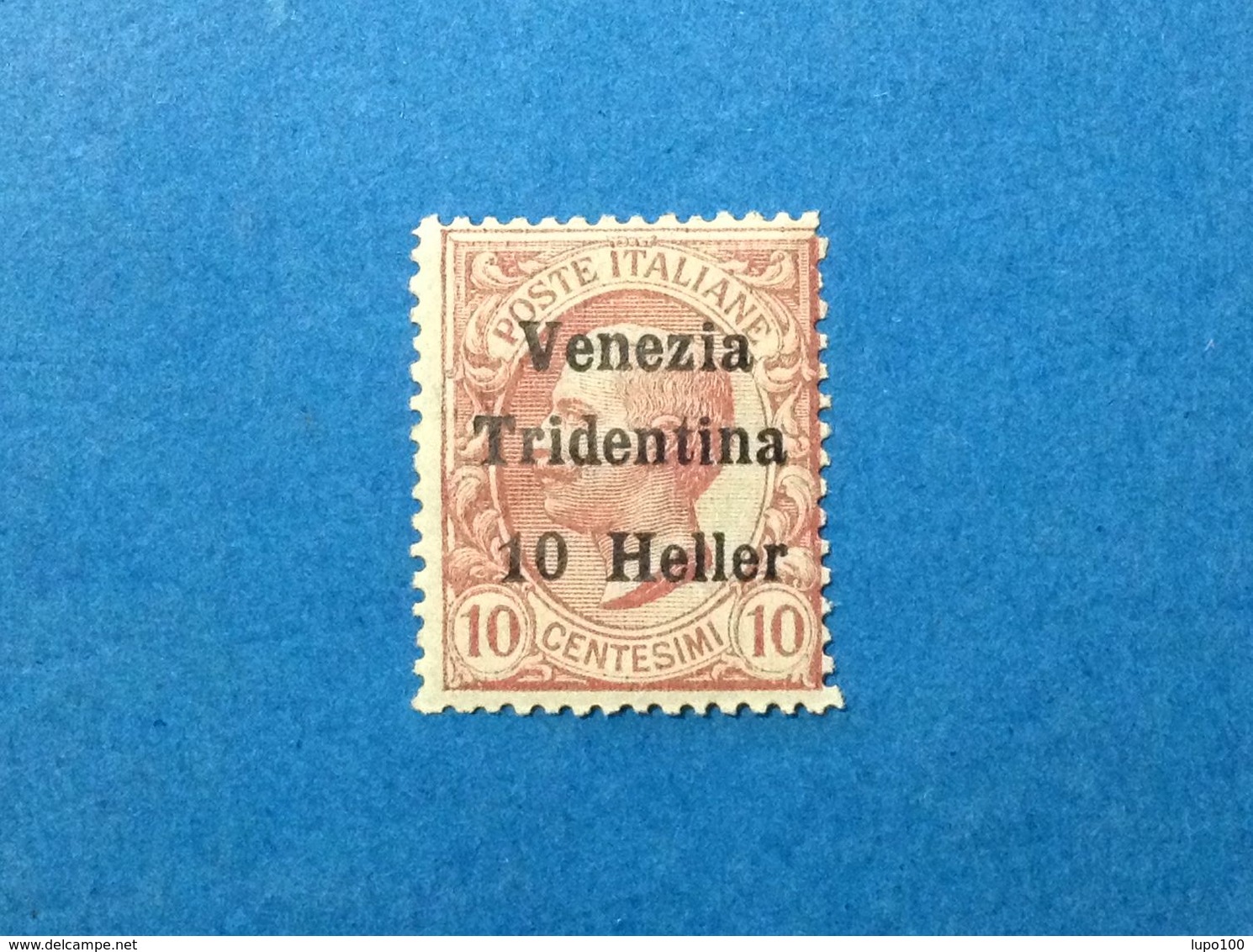 1918 ITALIA TRENTO TRENTINO VENEZIA TRIDENTINA 10 HELLER SU 10 CENT FRANCOBOLLO LINGUELLATO STAMP MLH* - Trente