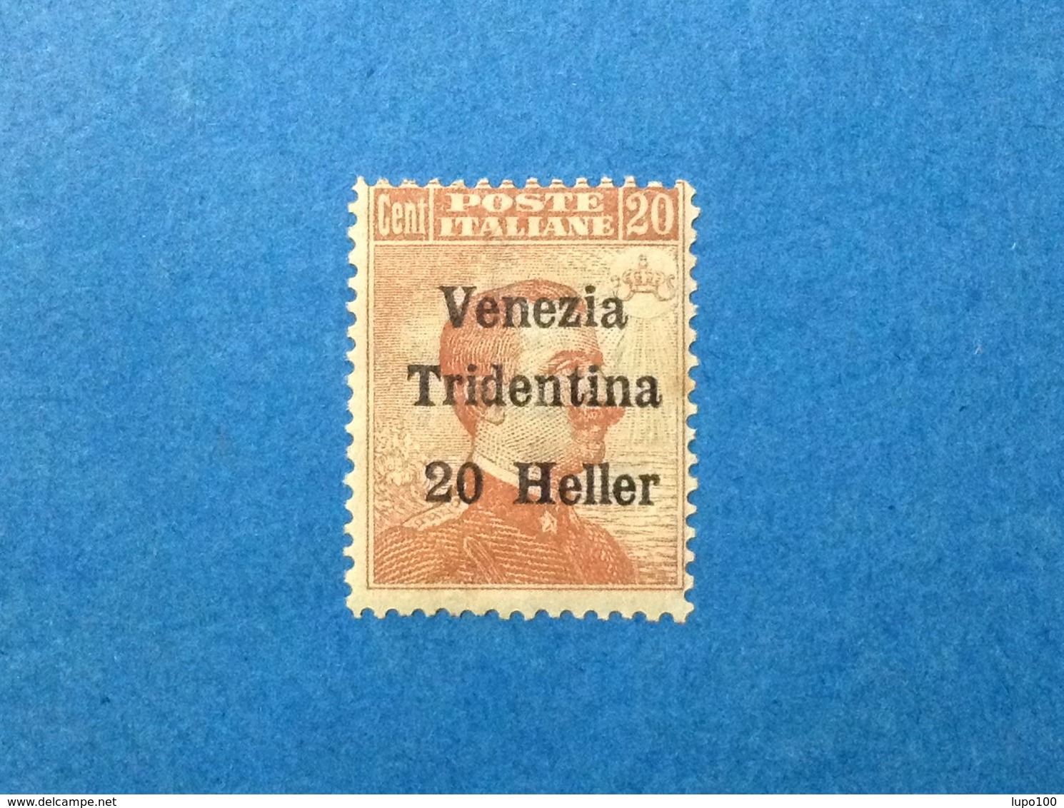 1918 ITALIA TRENTO TRENTINO VENEZIA TRIDENTINA 20 HELLER SU 20 CENT FRANCOBOLLO LINGUELLATO STAMP MLH* - Trente