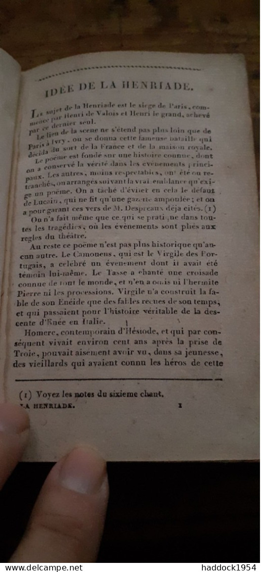 La Henriade Avec Les Notes Suivi De L'essai Sur La,poésie Epique VOLTAIRE Pierre Didot L'aîné 1815 - Auteurs Français