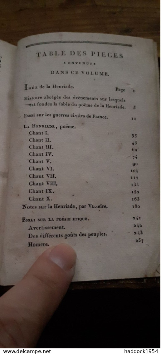 La Henriade Avec Les Notes Suivi De L'essai Sur La,poésie Epique VOLTAIRE Pierre Didot L'aîné 1815 - Autori Francesi