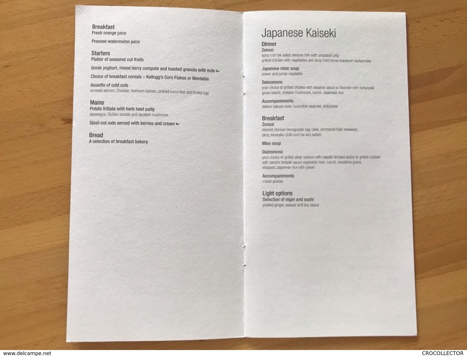 QATAR AIRWAYS BUSINESS CLASS MENU  JPN-DOH/JC/HB2MS/CY3-V1 & SNACK PLATER JPN-DOH/QSSP6/CY3-V1 - Menu Cards