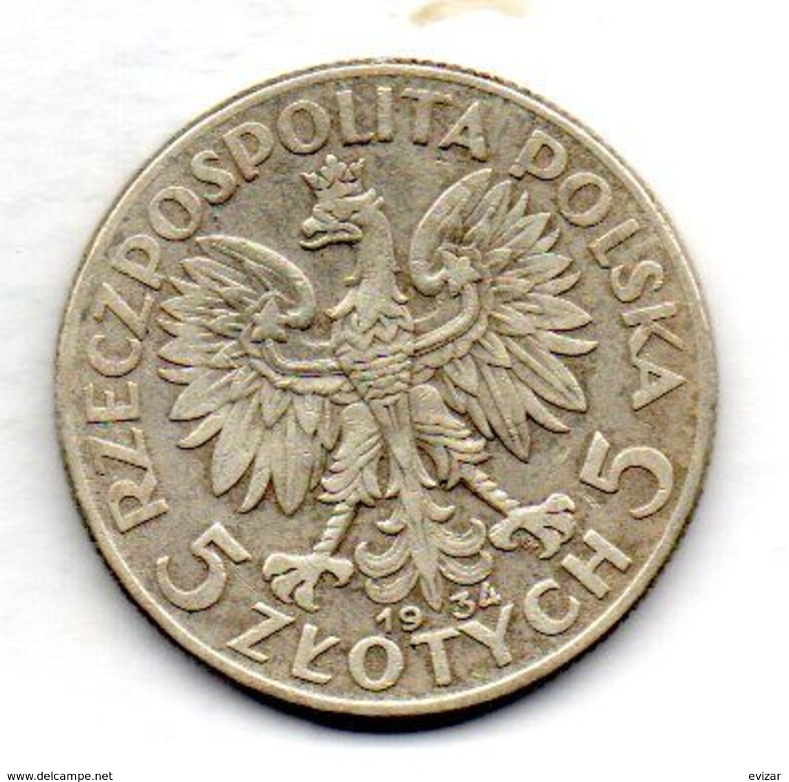 POLAND, 5 Zlotych, Silver, Year 1934, KM #Y21 - Pologne