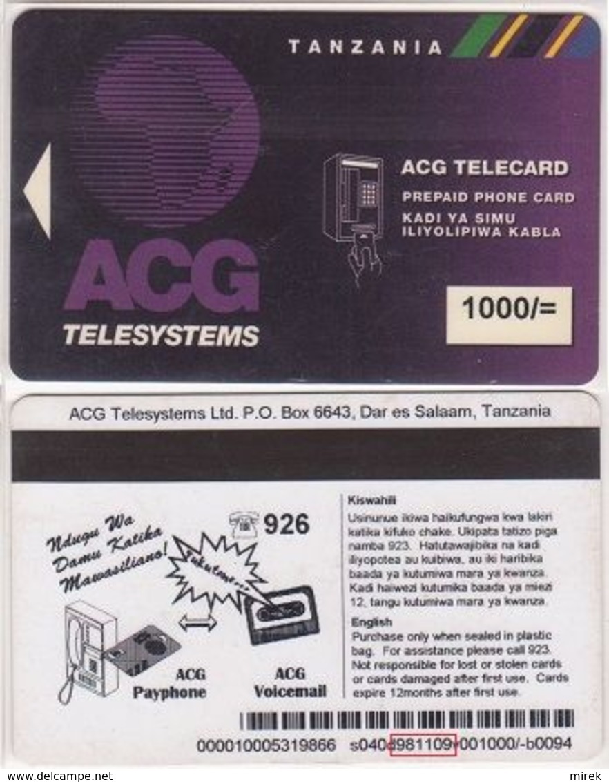 373/ Tanzania; P16. AGC Logo, 1000/=, Made 09.11.98 - Tansania