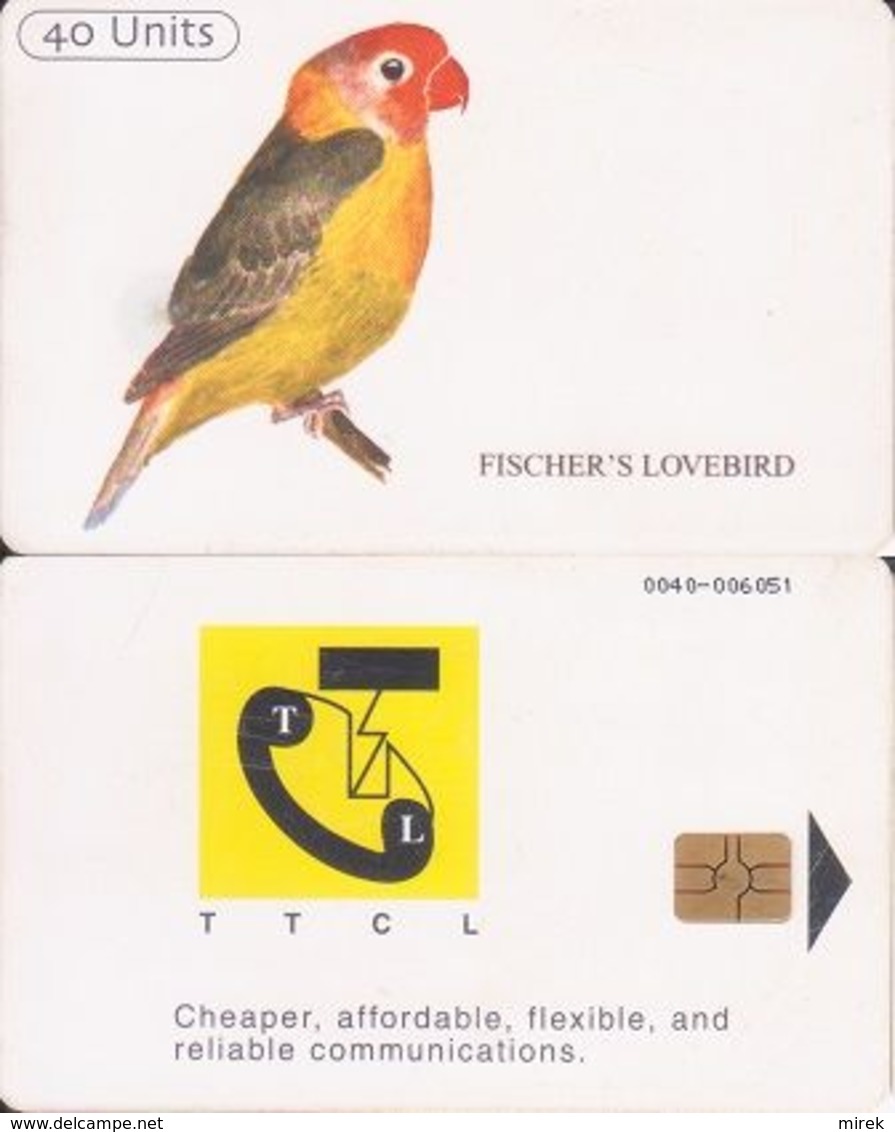 376/ Tanzania; P15. Fischer's Lovebird, Reverse A - Tansania