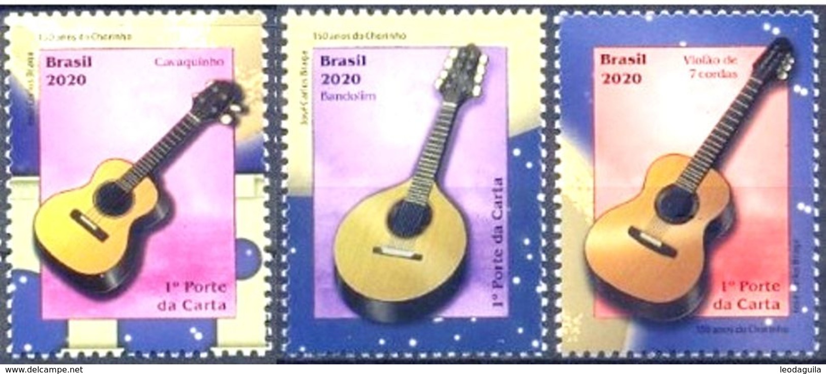 BRAZIL 2020 -  STRINGS MUSICAL INSTRUMENTS  -  3v - MINT - Unused Stamps