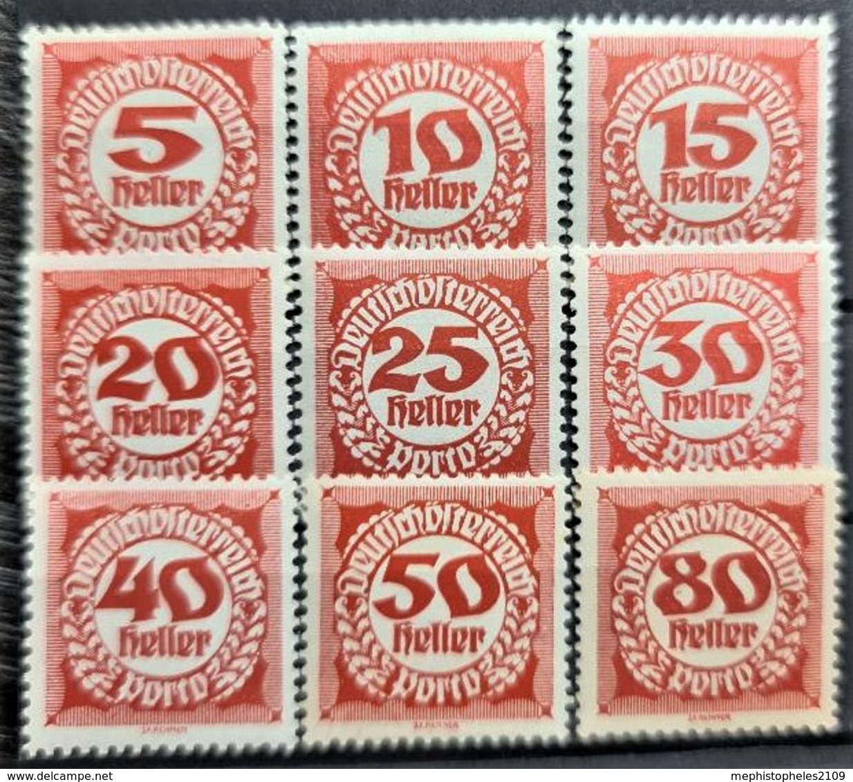 AUSTRIA 1919/21 - MNH - ANK 75-83 - Portomarken - Portomarken