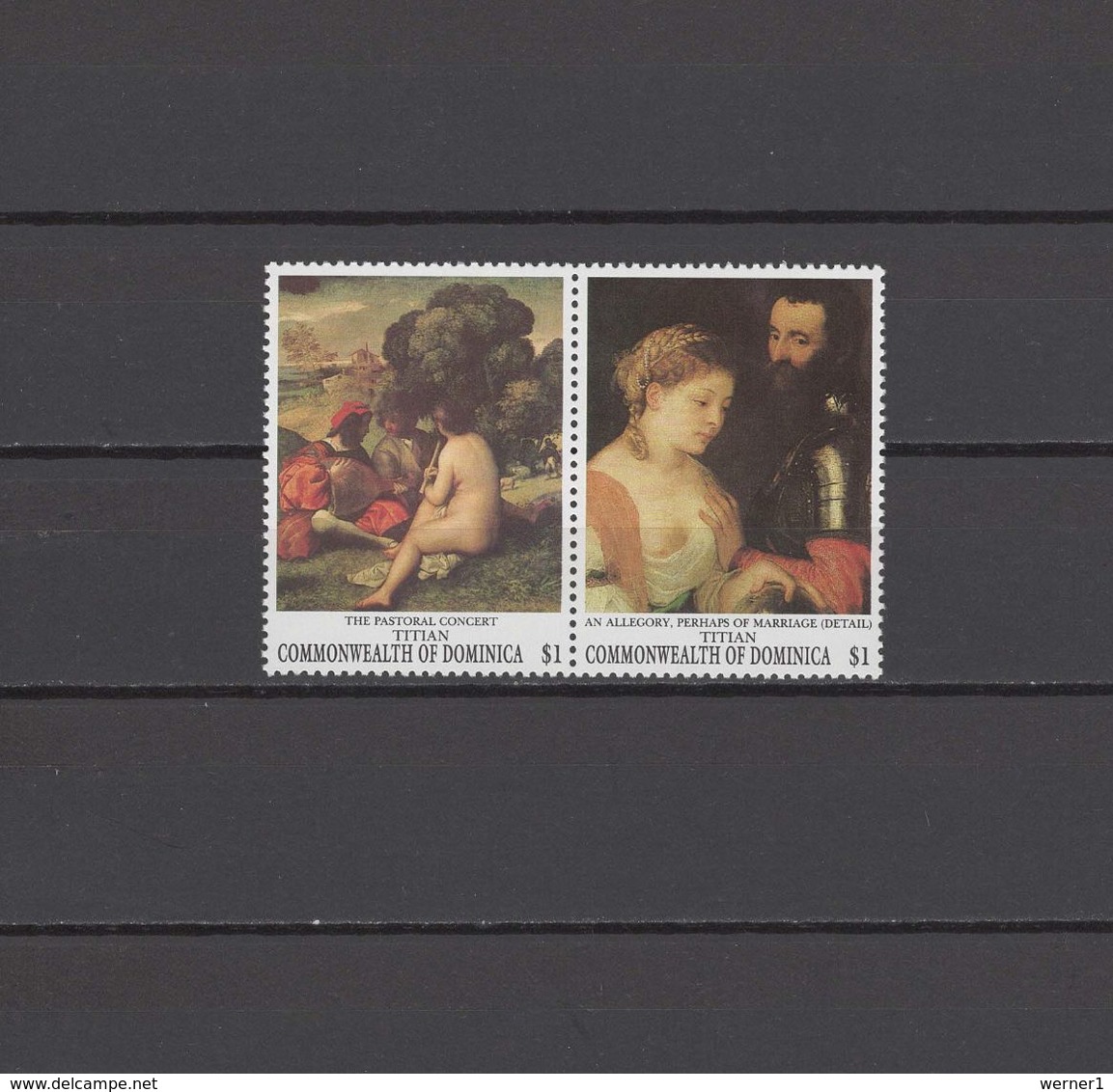 Dominica 1993 Nude Paintings Titian 2 Stamps MNH - Desnudos