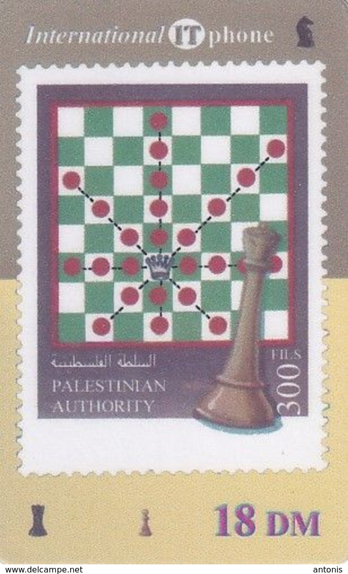 GERMANY - Chess, Palestinian Stamp, IT Prepaid Card 18 DM, Used - Juegos