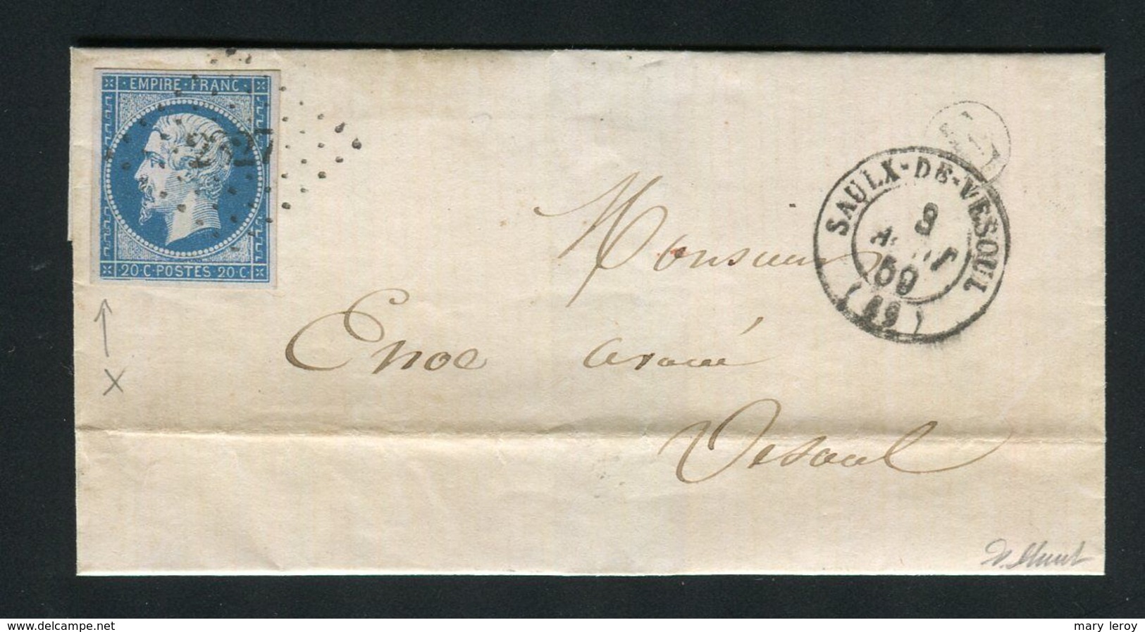 Rare Lettre De Saulx De Vesould ( Haute Saône 1859 )  Pour Vesoul - Cachet PC 2827 - 1849-1876: Période Classique