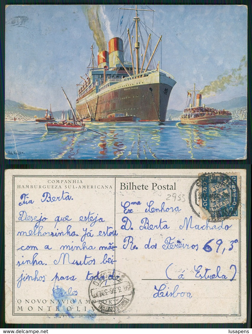 BARCOS SHIP BATEAU PAQUEBOT STEAMER [ BARCOS # 02953 ] - COMPANHIA HAMBURGUESA SUL AMERICANA MONTE OLIVIA - Steamers