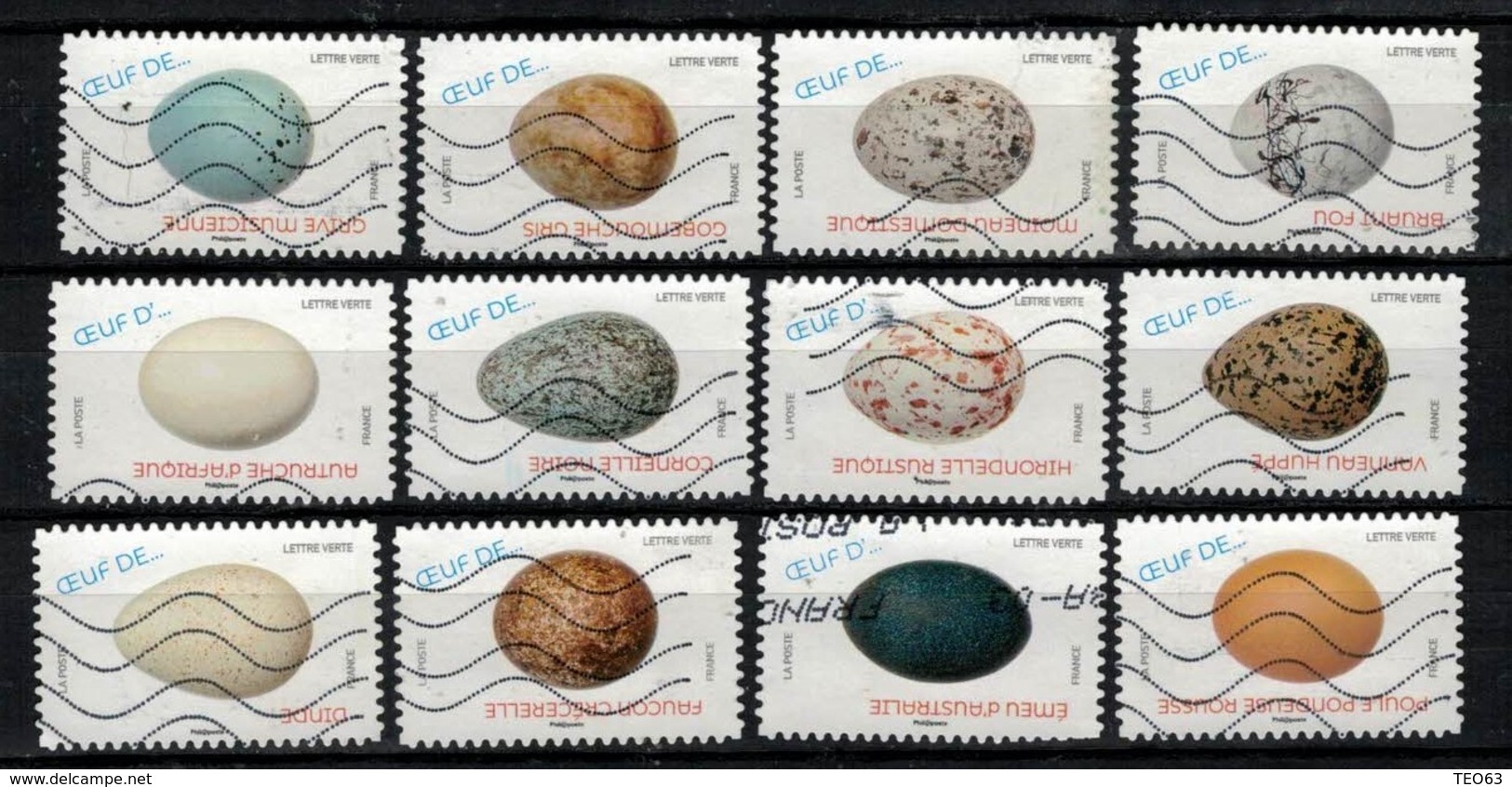 New Série Complète 12 TIMBRES 2020 OEUFS - Used Stamps